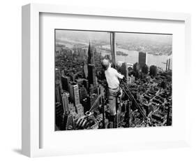 Construction for the Empire State Building's New 217 Foot Multiple Television Tower-null-Framed Photographic Print