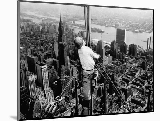 Construction for the Empire State Building's New 217 Foot Multiple Television Tower-null-Mounted Photographic Print