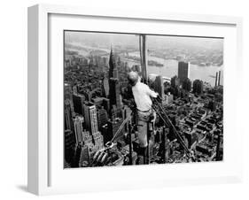 Construction for the Empire State Building's New 217 Foot Multiple Television Tower-null-Framed Photographic Print