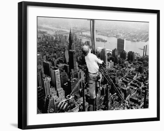 Construction for the Empire State Building's New 217 Foot Multiple Television Tower-null-Framed Photographic Print