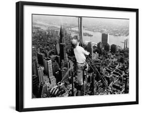 Construction for the Empire State Building's New 217 Foot Multiple Television Tower-null-Framed Photographic Print