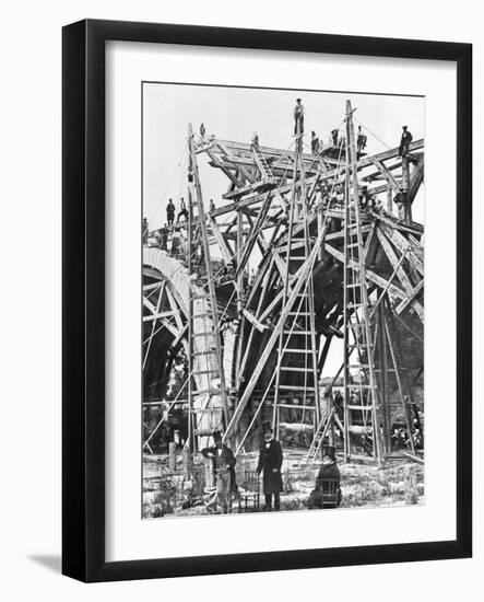 Construction of a Bridge in France, c.1850-60-Charles Clifford-Framed Photographic Print