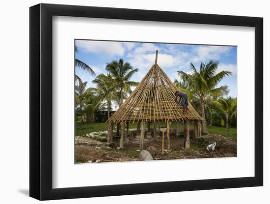 Construction of a traditional house, Ouvea, Loyalty Islands, New Caledonia, Pacific-Michael Runkel-Framed Photographic Print