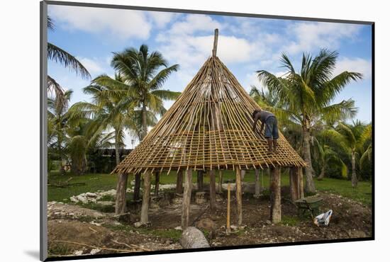 Construction of a traditional house, Ouvea, Loyalty Islands, New Caledonia, Pacific-Michael Runkel-Mounted Photographic Print