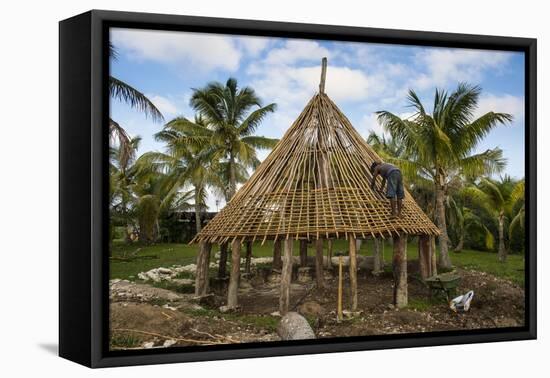 Construction of a traditional house, Ouvea, Loyalty Islands, New Caledonia, Pacific-Michael Runkel-Framed Stretched Canvas