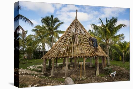 Construction of a traditional house, Ouvea, Loyalty Islands, New Caledonia, Pacific-Michael Runkel-Stretched Canvas