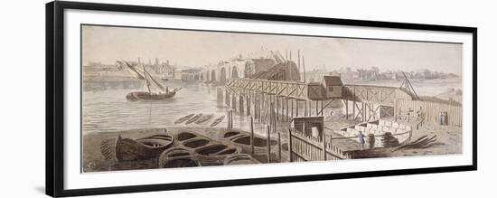 Construction of Blackfriars Bridge, C1762-Francis Grose-Framed Premium Giclee Print