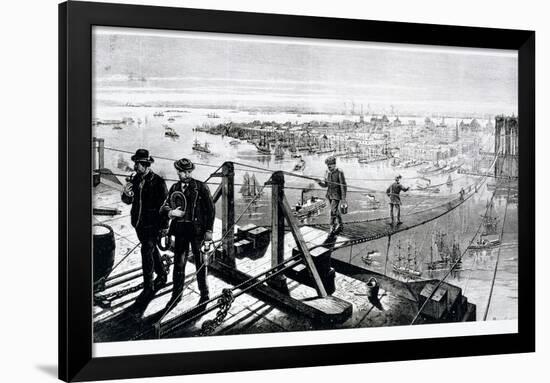 Construction of Brooklyn Bridge, New York-null-Framed Giclee Print