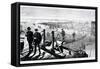 Construction of Brooklyn Bridge, New York-null-Framed Stretched Canvas