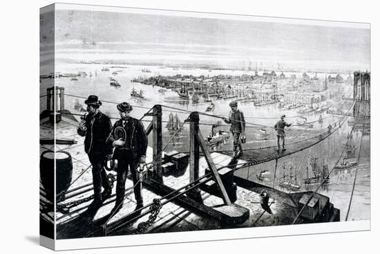 Construction of Brooklyn Bridge, New York-null-Stretched Canvas
