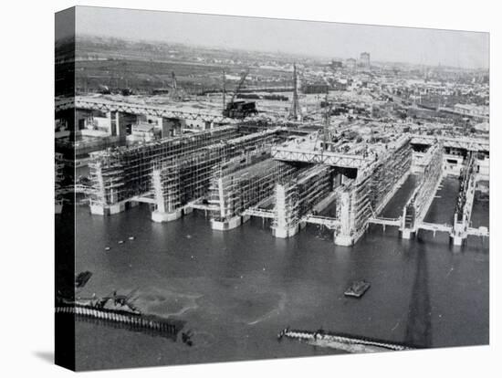 Construction of Bunkers for German U-Boats in Base at Bordeaux, France, World War Ii, 20th Century-null-Stretched Canvas