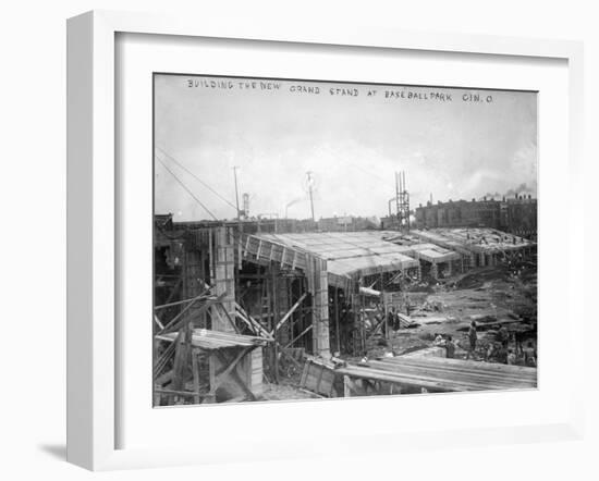 Construction of Crosley Field, Cincinatti Reds, Baseball Photo - Cincinnati, OH-Lantern Press-Framed Art Print