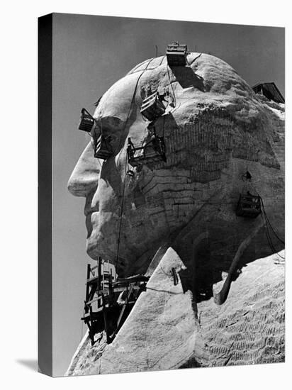Construction of George Washington Section of Mt. Rushmore Monument-Alfred Eisenstaedt-Stretched Canvas