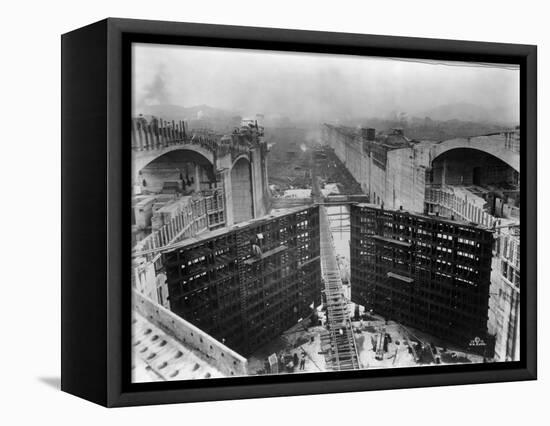 Construction of Panama Canal Locks-null-Framed Stretched Canvas