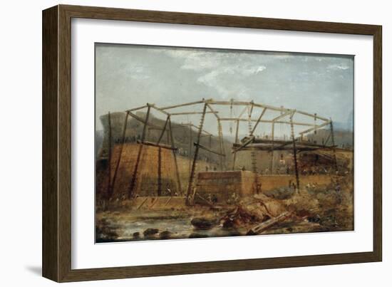 Construction of Seaham Harbour, 1831-Robert Mackreth-Framed Giclee Print