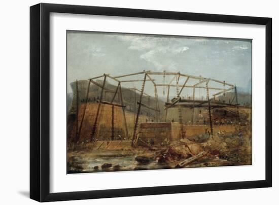 Construction of Seaham Harbour, 1831-Robert Mackreth-Framed Giclee Print