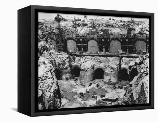 Construction of the Aswan High Dam-null-Framed Stretched Canvas