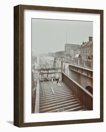 Construction of the Bridge Approach to Rotherhithe Tunnel, Bermondsey, London, 1906-null-Framed Photographic Print