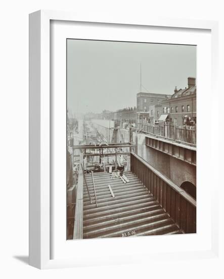 Construction of the Bridge Approach to Rotherhithe Tunnel, Bermondsey, London, 1906-null-Framed Photographic Print