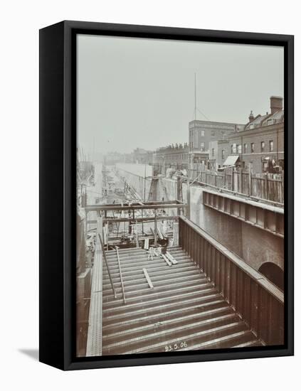 Construction of the Bridge Approach to Rotherhithe Tunnel, Bermondsey, London, 1906-null-Framed Stretched Canvas
