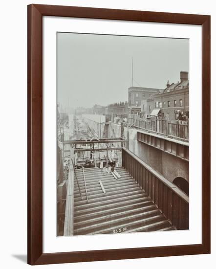 Construction of the Bridge Approach to Rotherhithe Tunnel, Bermondsey, London, 1906-null-Framed Photographic Print