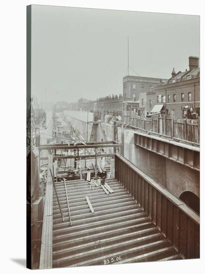 Construction of the Bridge Approach to Rotherhithe Tunnel, Bermondsey, London, 1906-null-Stretched Canvas