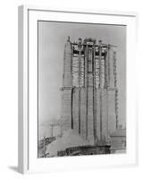 Construction of the Brooklyn Bridge-null-Framed Photographic Print