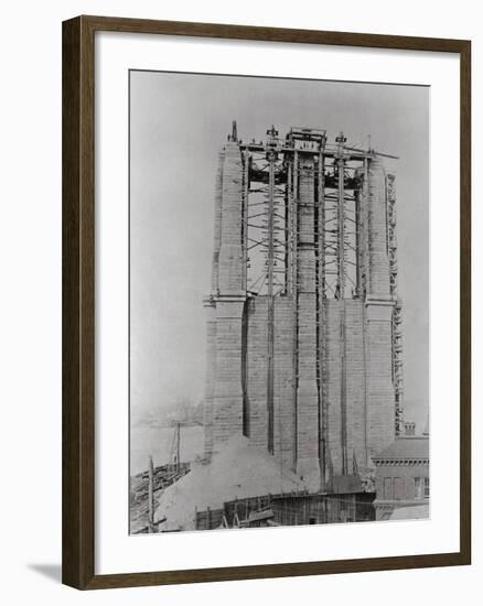 Construction of the Brooklyn Bridge-null-Framed Photographic Print