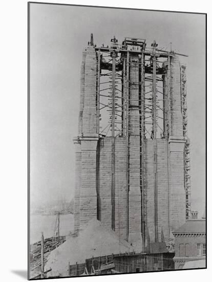 Construction of the Brooklyn Bridge-null-Mounted Photographic Print