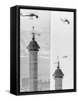 Construction of the Canadian National Tower-null-Framed Stretched Canvas