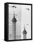 Construction of the Canadian National Tower-null-Framed Stretched Canvas