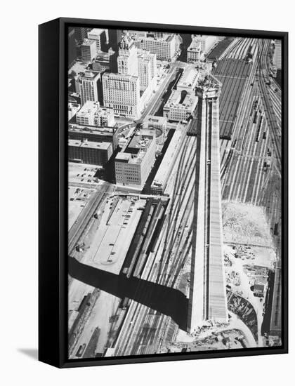 Construction of the Canadian National Tower-null-Framed Stretched Canvas