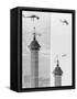 Construction of the Canadian National Tower-null-Framed Stretched Canvas