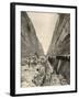 Construction of the Corinth Canal : Cutting the Path of the Canal Through Solid Rock-null-Framed Photographic Print