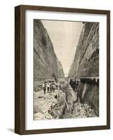 Construction of the Corinth Canal : Cutting the Path of the Canal Through Solid Rock-null-Framed Photographic Print