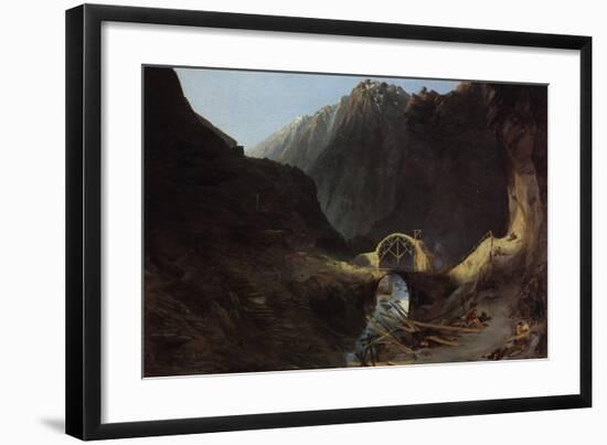 Construction of the Devils Bridge-Karl Blechen-Framed Art Print