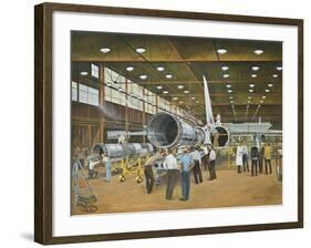 Construction of the Dh.98 Mosquito Fighter-Bomber of World War Ii-null-Framed Art Print