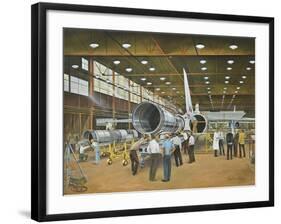 Construction of the Dh.98 Mosquito Fighter-Bomber of World War Ii-null-Framed Art Print