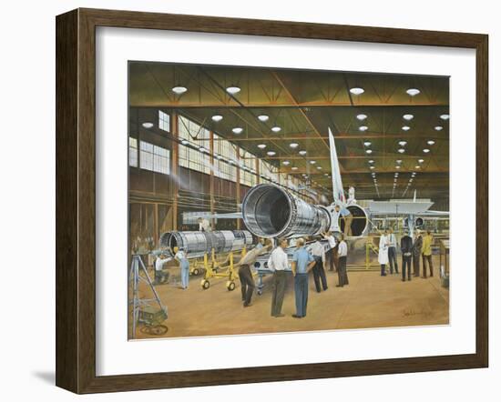 Construction of the Dh.98 Mosquito Fighter-Bomber of World War Ii-null-Framed Art Print