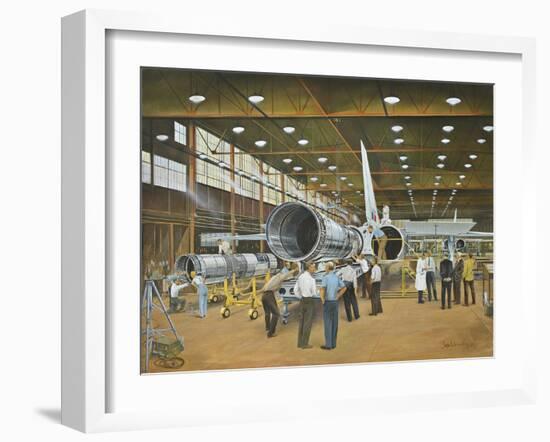 Construction of the Dh.98 Mosquito Fighter-Bomber of World War Ii-null-Framed Art Print