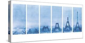 Construction of the Eiffel Tower - Blueprint-The Vintage Collection-Stretched Canvas