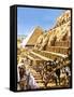 Construction of the Great Pyramid at Giza-Green-Framed Stretched Canvas