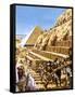 Construction of the Great Pyramid at Giza-Green-Framed Stretched Canvas