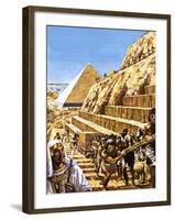 Construction of the Great Pyramid at Giza-Green-Framed Giclee Print