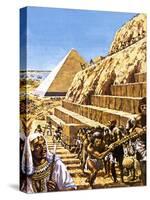 Construction of the Great Pyramid at Giza-Green-Stretched Canvas