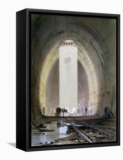 Construction of the Kilsby Tunnel on the London and Birmingham Railway, July 1839-John Cooke Bourne-Framed Stretched Canvas