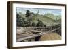 Construction of the Panama Canal. Works in Bridge Called Alto-Obispo .-Tarker-Framed Giclee Print