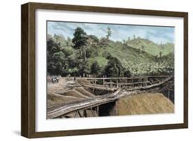 Construction of the Panama Canal. Works in Bridge Called Alto-Obispo .-Tarker-Framed Giclee Print