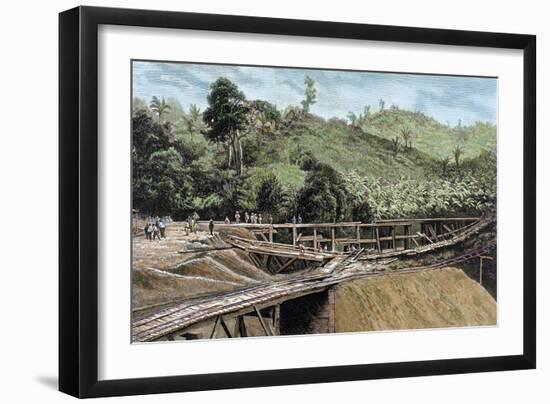 Construction of the Panama Canal. Works in Bridge Called Alto-Obispo .-Tarker-Framed Giclee Print