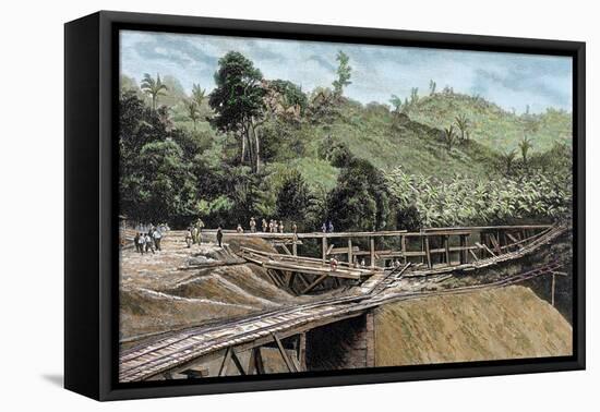 Construction of the Panama Canal. Works in Bridge Called Alto-Obispo .-Tarker-Framed Stretched Canvas